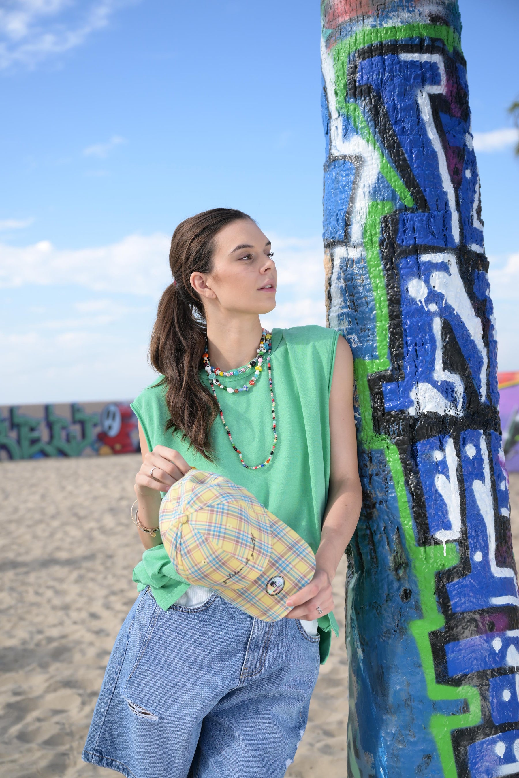 Wide-cut Green Tank Top