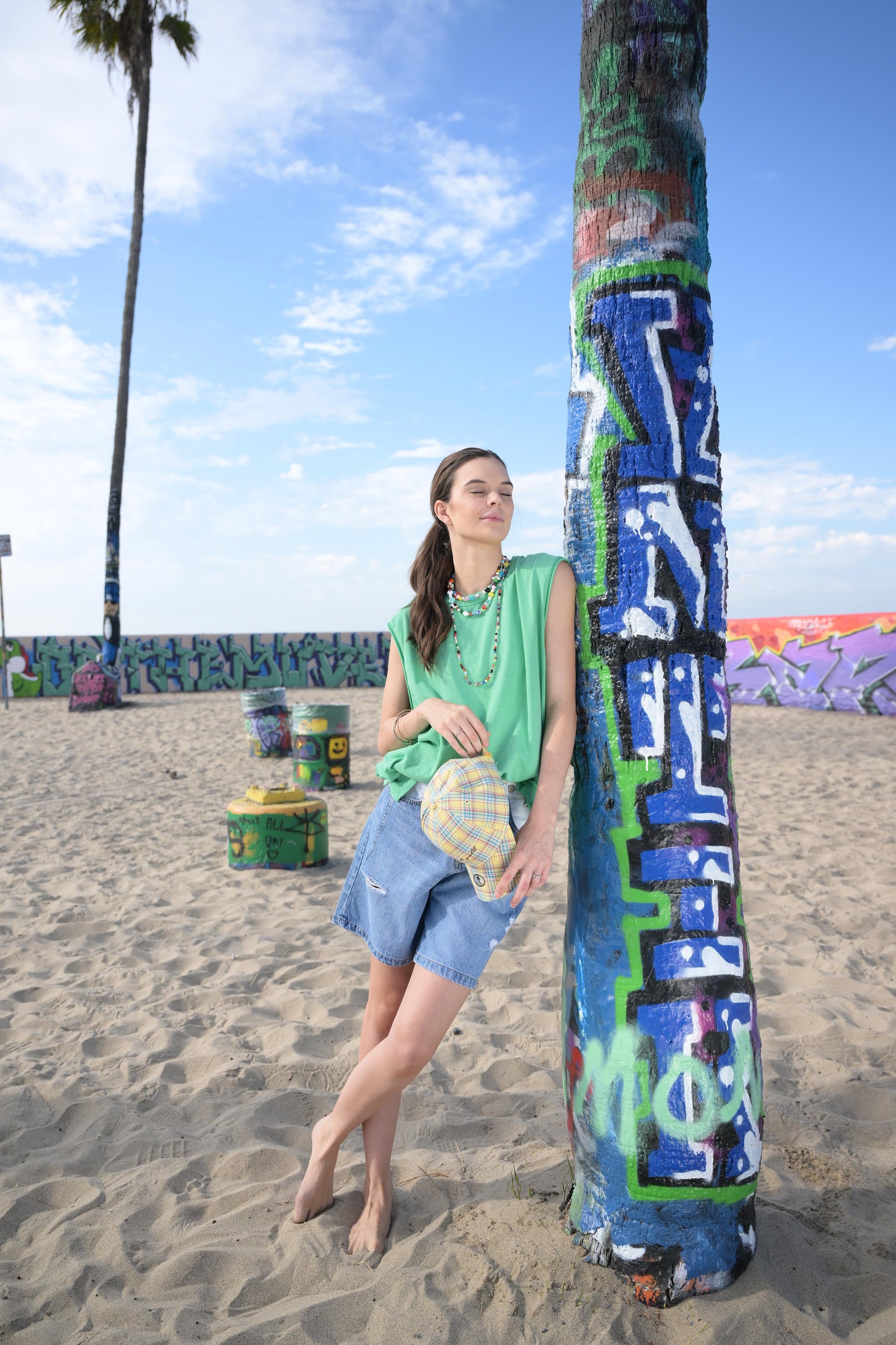 Wide-cut Green Tank Top