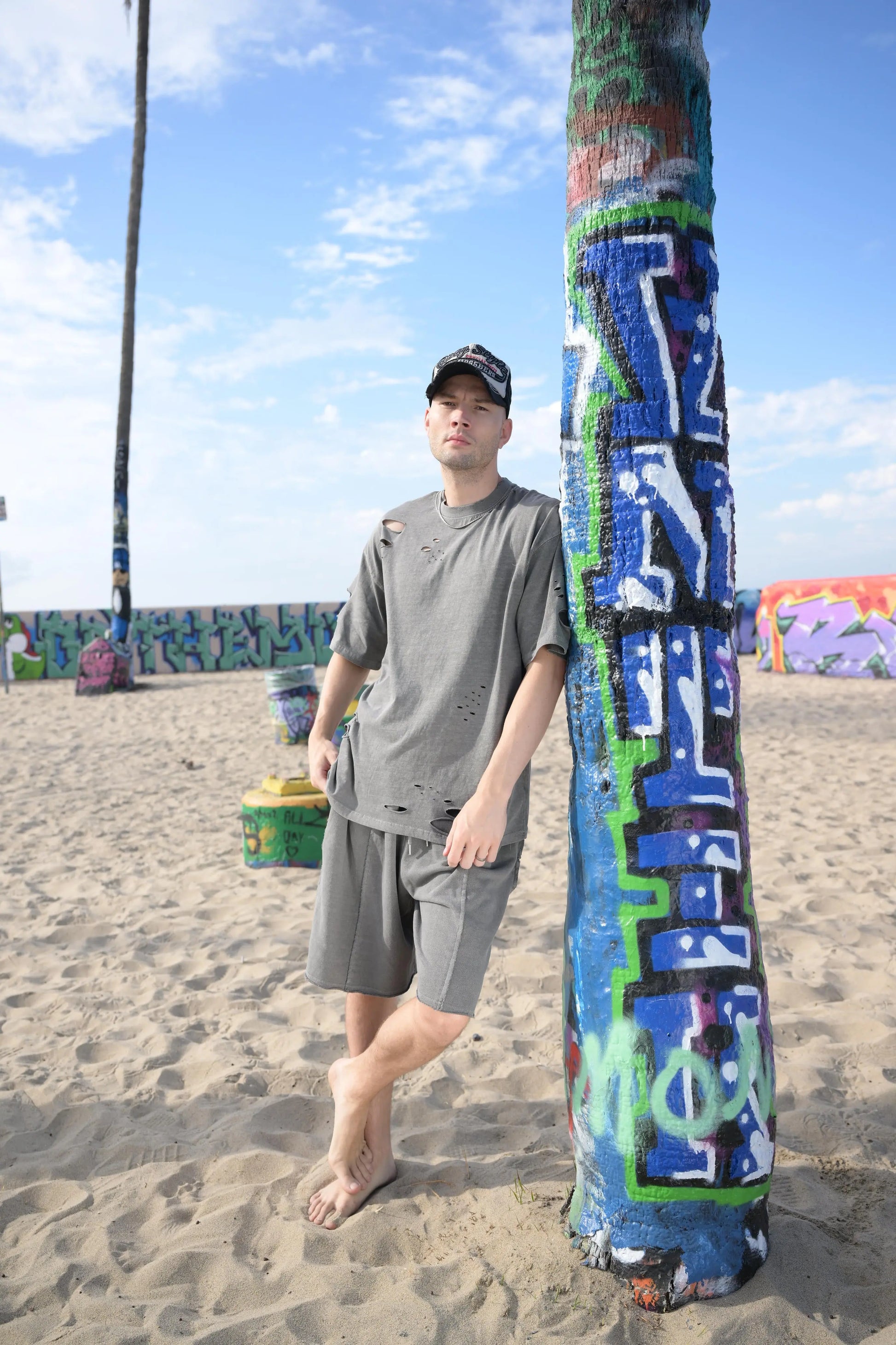 Lightweight Distressed Tee - Dark Grey MaybeCrazy