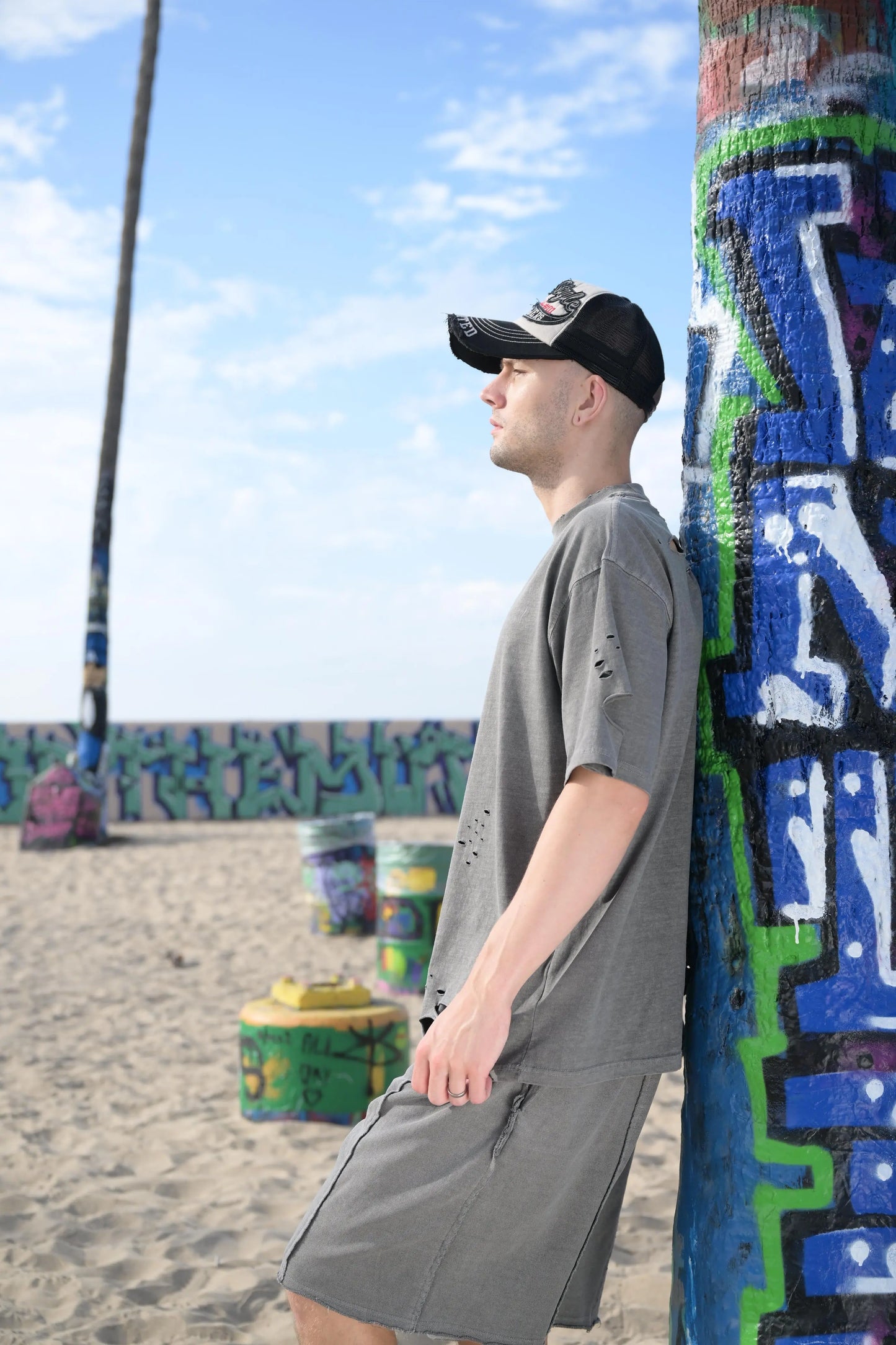 Lightweight Distressed Tee - Dark Grey MaybeCrazy