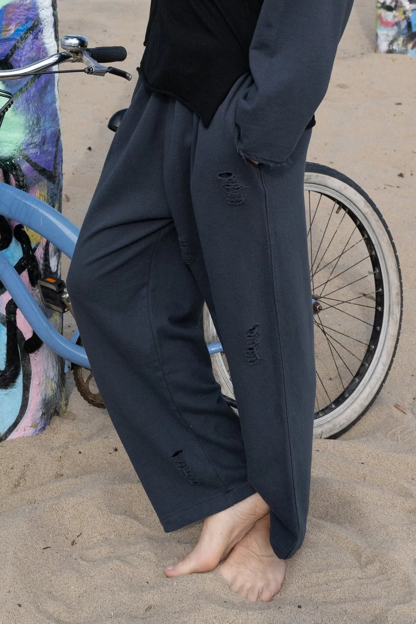 Distressed Wide-Leg Pants MaybeCrazy