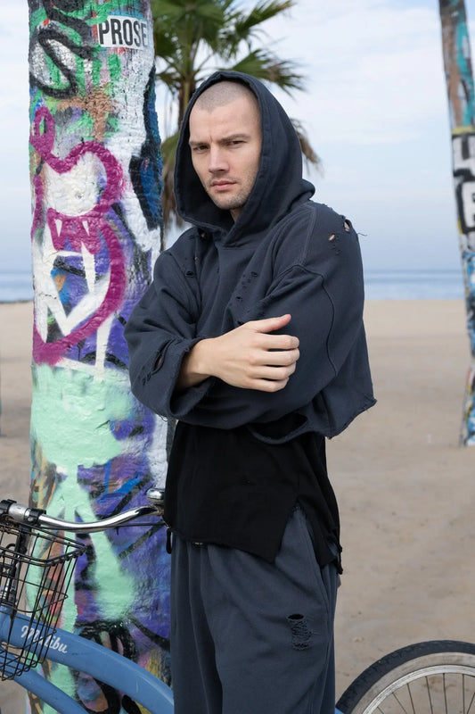 Unisex Cropped Top Hoodie - Navy Blue MaybeCrazy