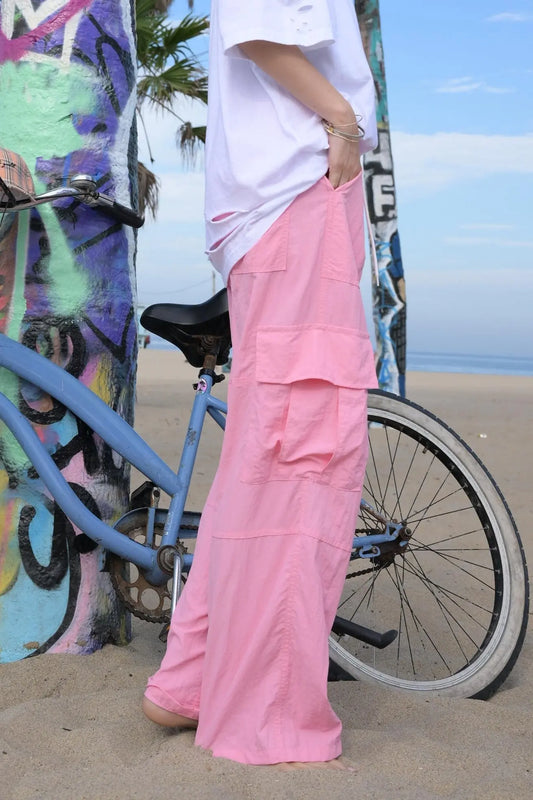 Pink Woven Utility Pants MaybeCrazy