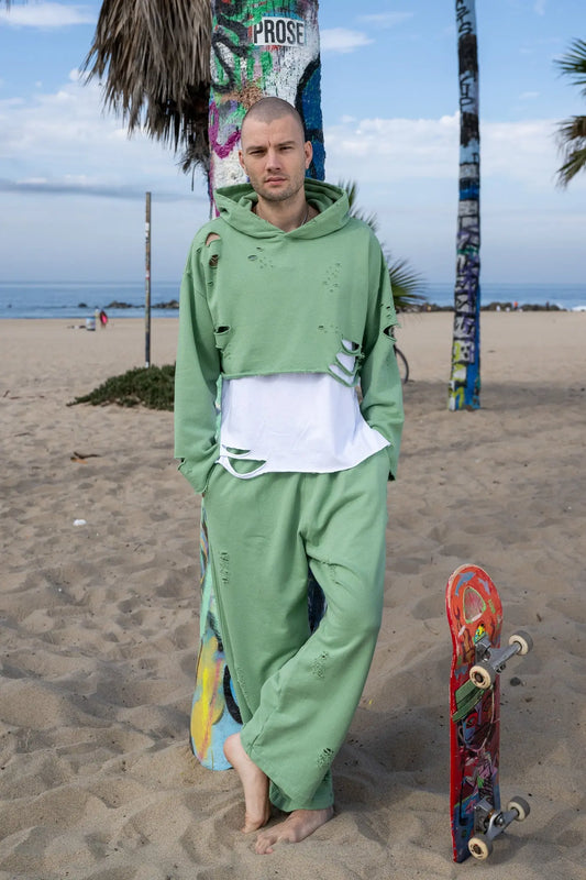 Unisex Cropped Top Hoodie - Green MaybeCrazy