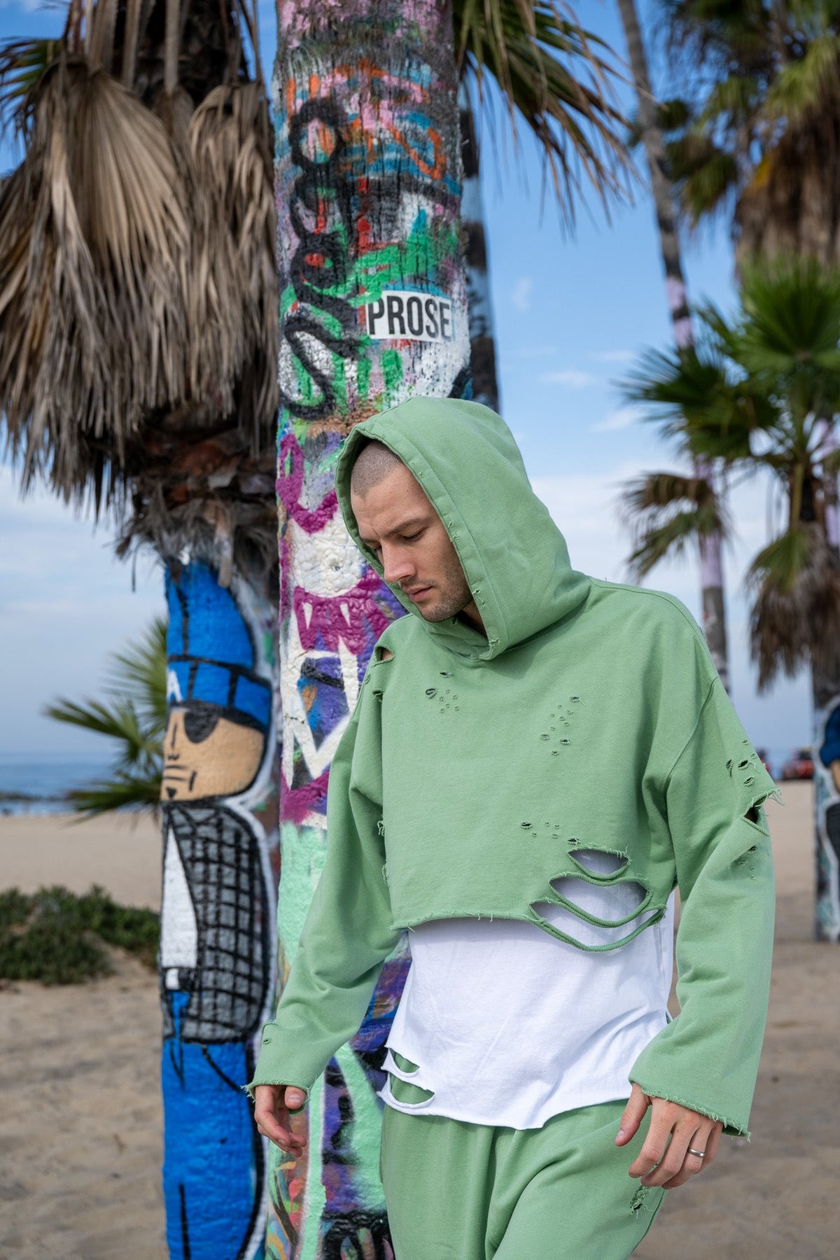 Unisex Cropped Top Hoodie - Green