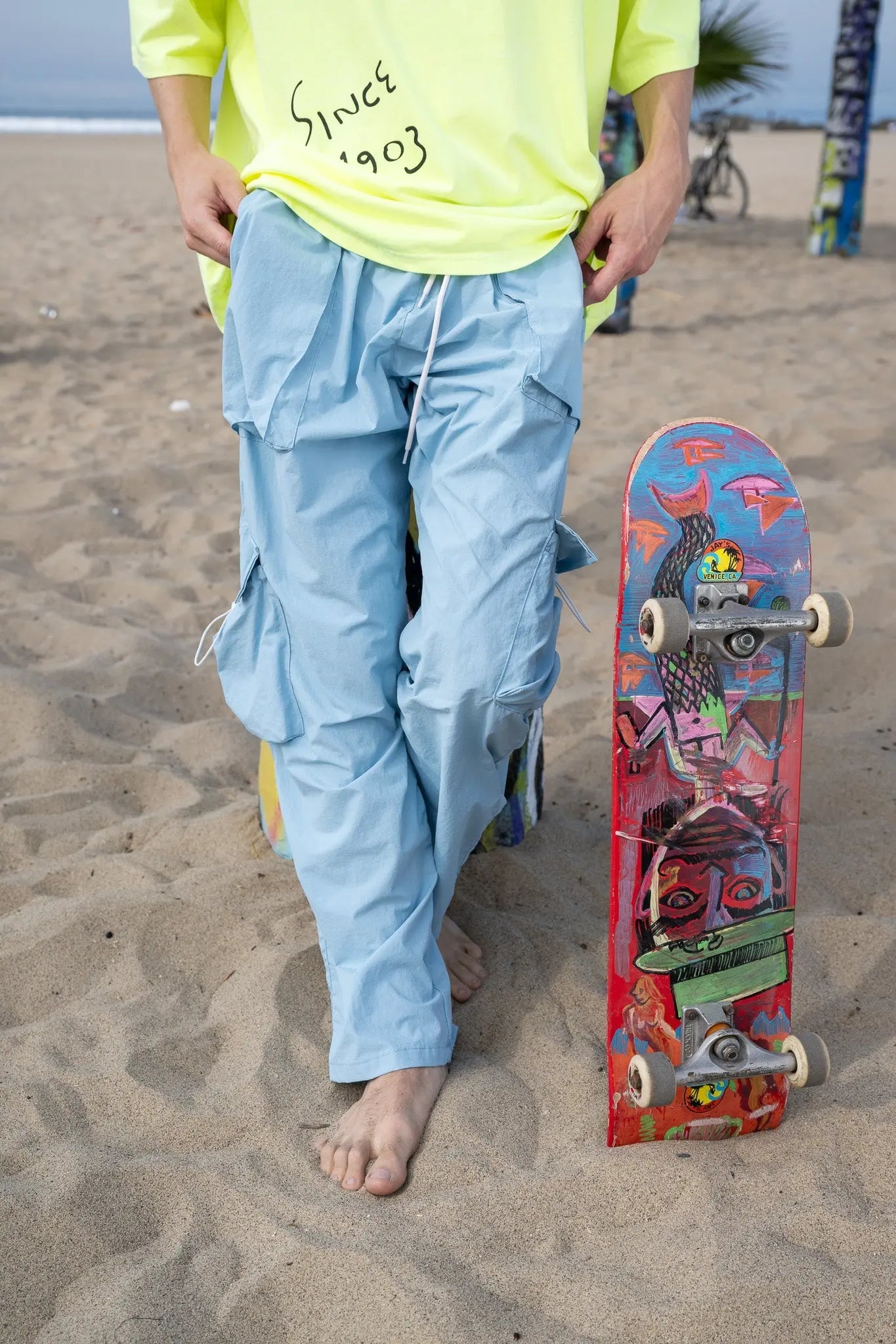 Blue Woven Utility Pants MaybeCrazy