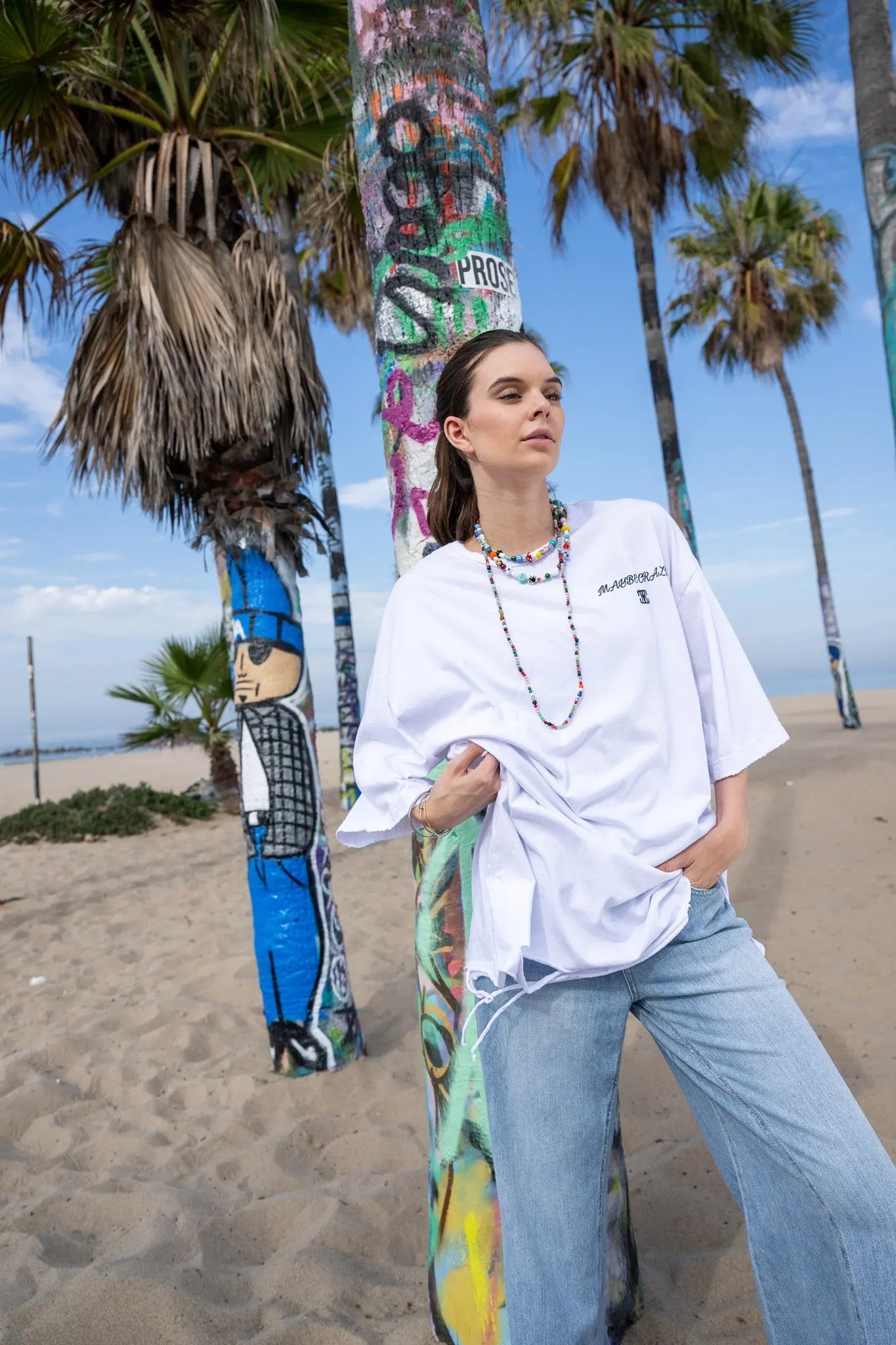 Classic Distressed Crewneck T-Shirt Short Sleeves Maybe Crazy