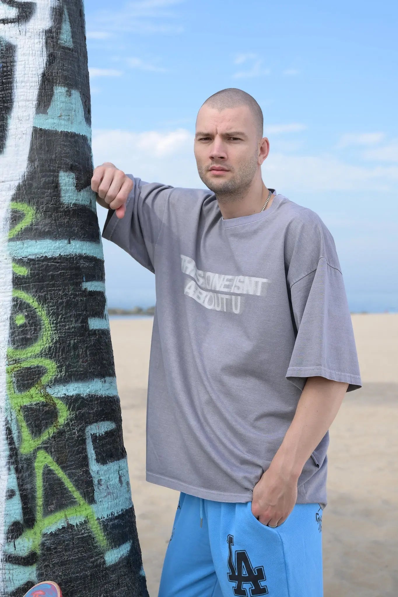 Grey Print Tee MaybeCrazy