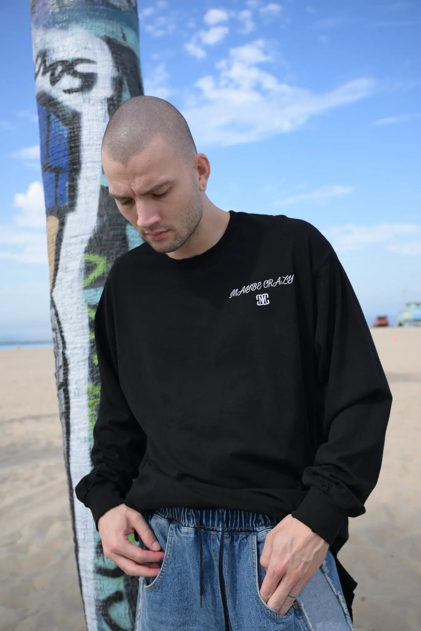 Classic Distressed Crewneck T-Shirt Long Sleeves MaybeCrazy